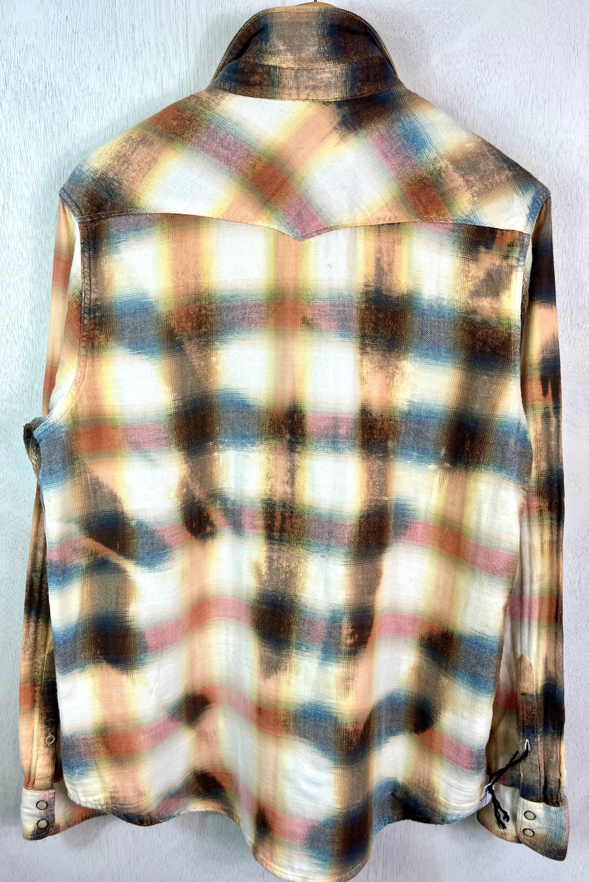 Vintage Western Style Cream, Pink, Light Blue & Chocolate Brown Size Large