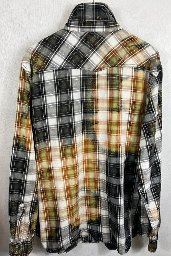 Vintage Western Style Black, Green and White Lightweight Cotton Size XL