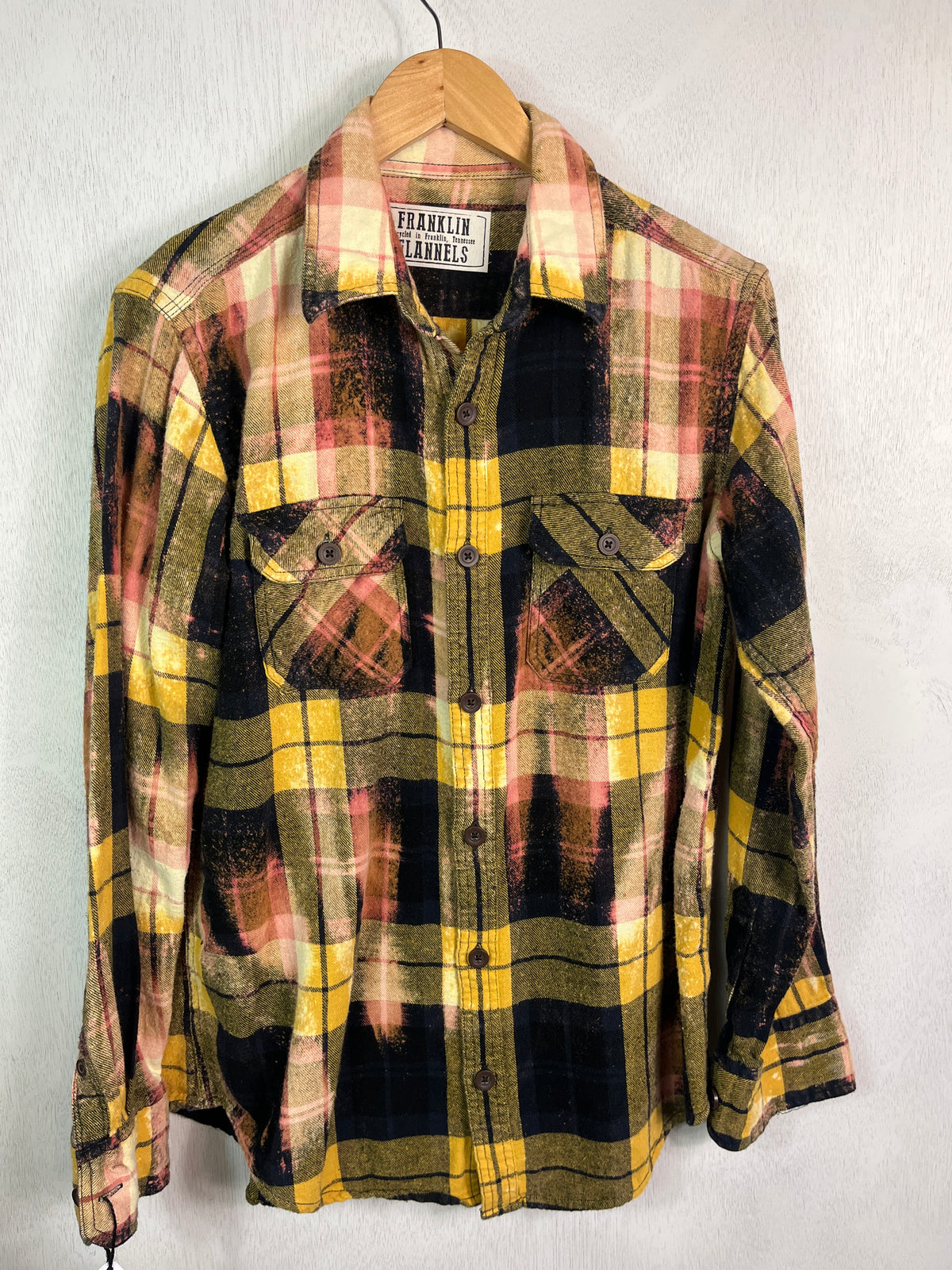 Vintage Yellow, Pink and Black Flannel Size Small