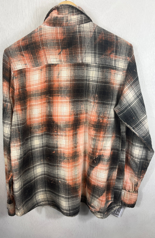 Vintage Black, Grey, White and Orange Flannel Size Small