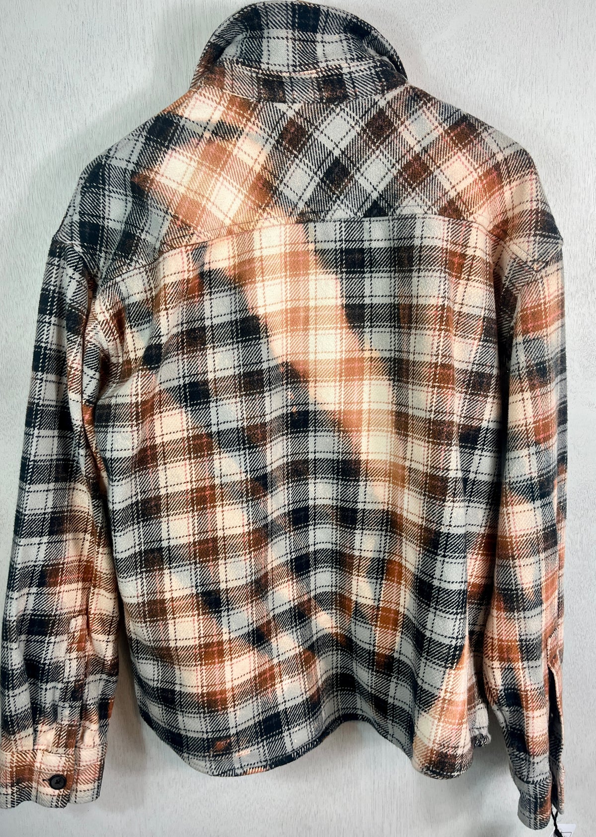 Vintage Black, Grey, White Brown and Rust Flannel Jacket Size Large
