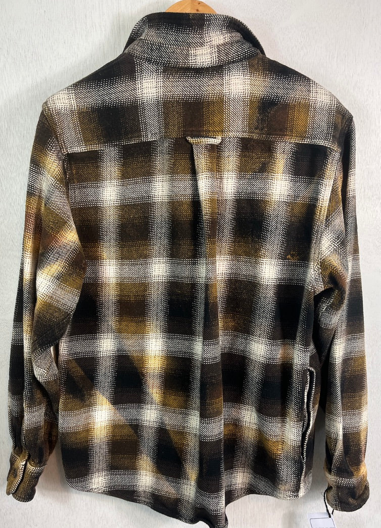 Vintage Black, White Brown and Gold Flannel Jacket Size Small