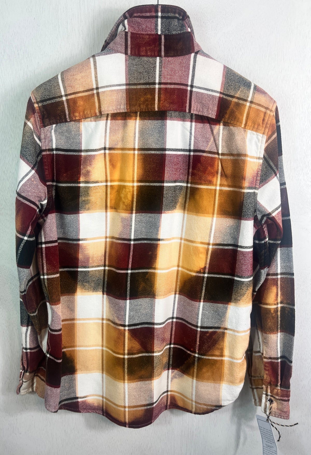 Vintage Burgundy, Gold, Rust, Black and White Flannel Size Medium
