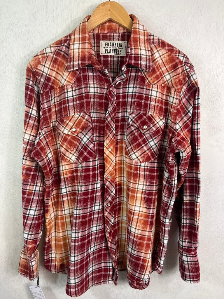 Vintage Western Style Red, White and Copper Flannel Size Medium