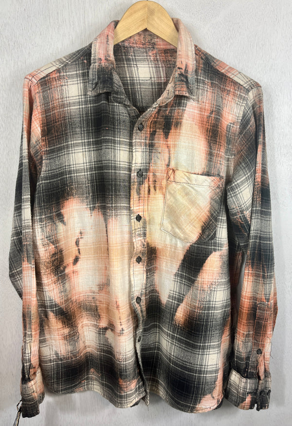 Vintage Black, Grey, White and Orange Flannel Size Small