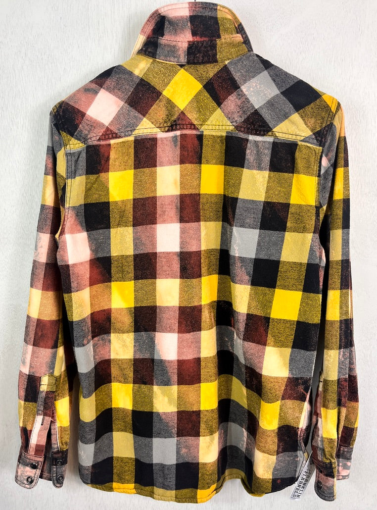 Vintage Western Style Black, Grey, Yellow and Rust Flannel Size Small