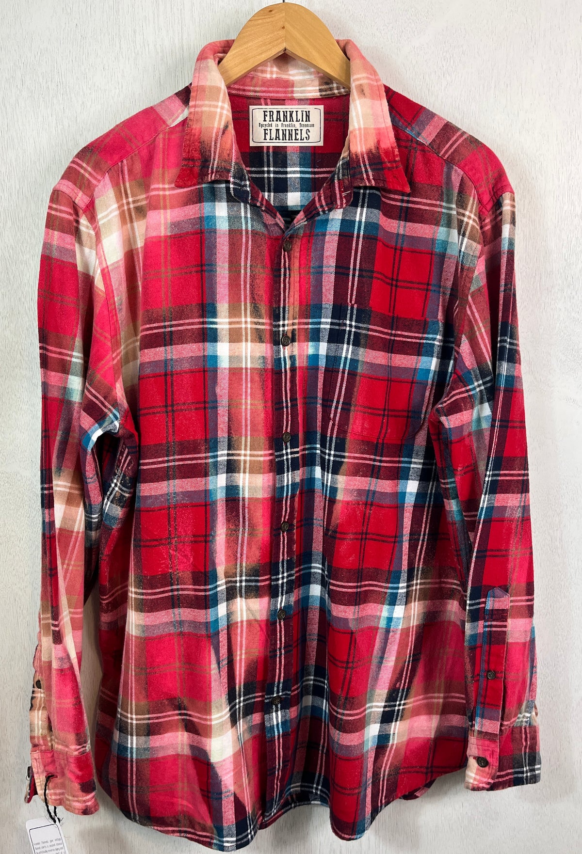 Vintage Red, Pink, Turquoise, Navy and White Flannel Size XL