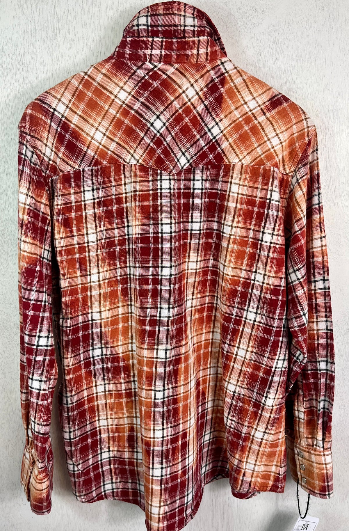 Vintage Western Style Red, White and Copper Flannel Size Medium