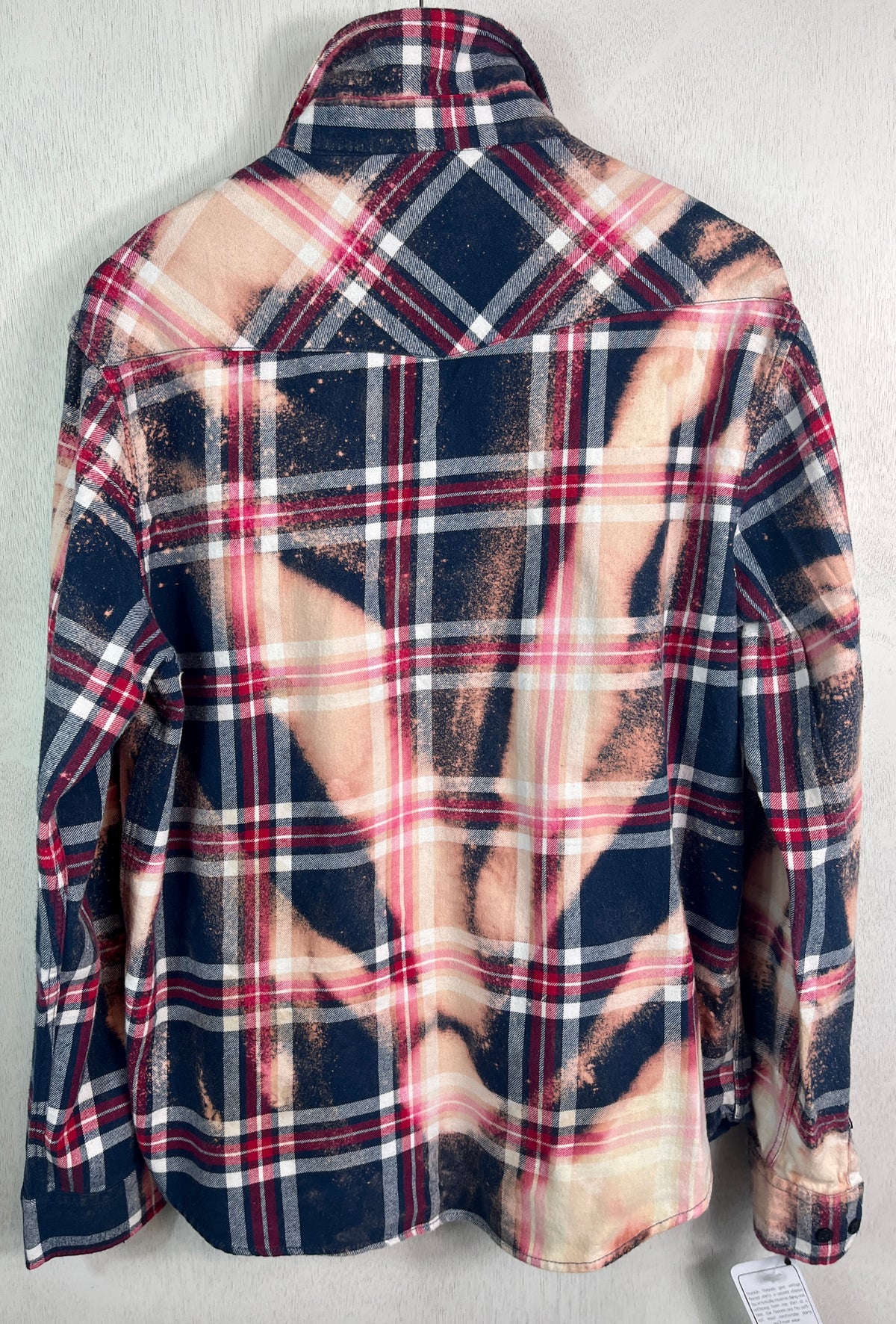 Vintage Navy Blue, Pink, White and Red Flannel Size Large