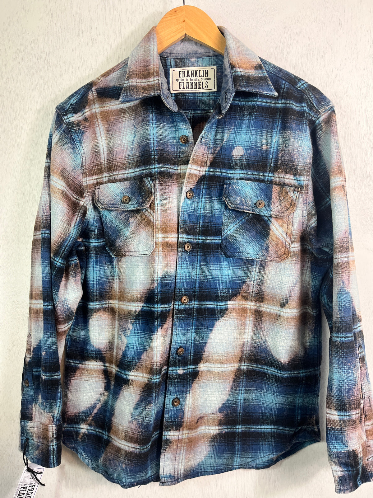 Vintage Royal Blue, Navy, Lavender, Grey and Black Flannel Jacket