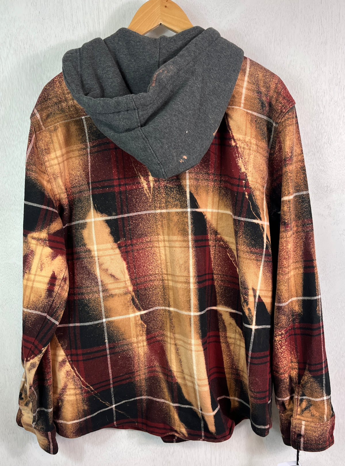 Vintage Red, Black and Gold Flannel Hoodie Size XL