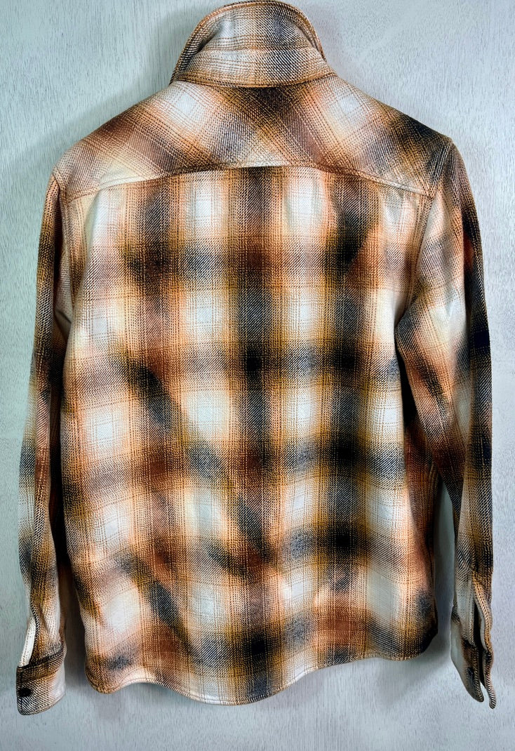 Vintage Black, Brown, Rust, Gold and White Flannel Jacket Size Medium