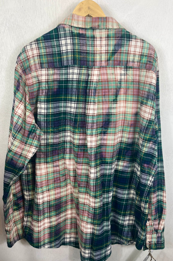 Vintage Green, Blue, PInk and White Flannel Size XL