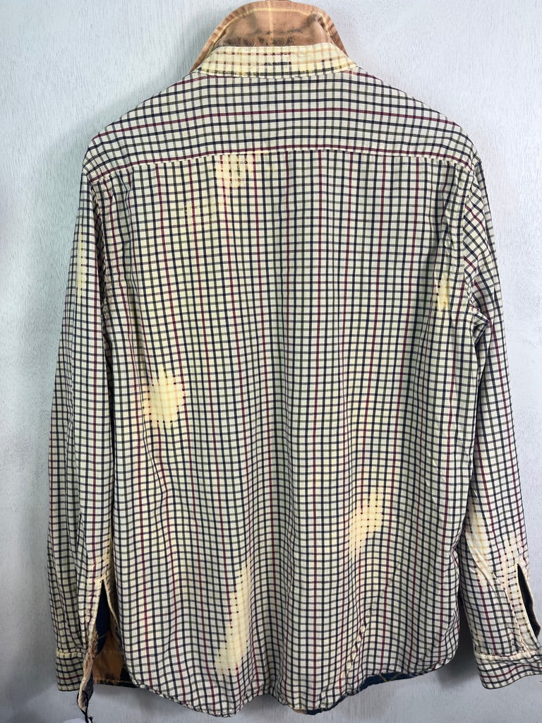 Vintage Navy Blue, Gold, Burgundy and White Lightweight Flannel Size Large