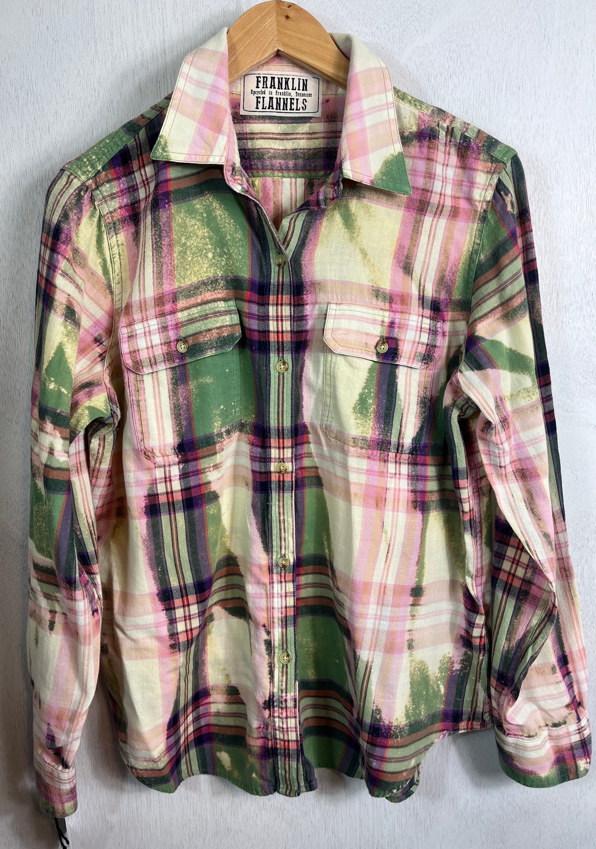Vintage Green, Yellow, Pink and White Lightweight Cotton Size Small