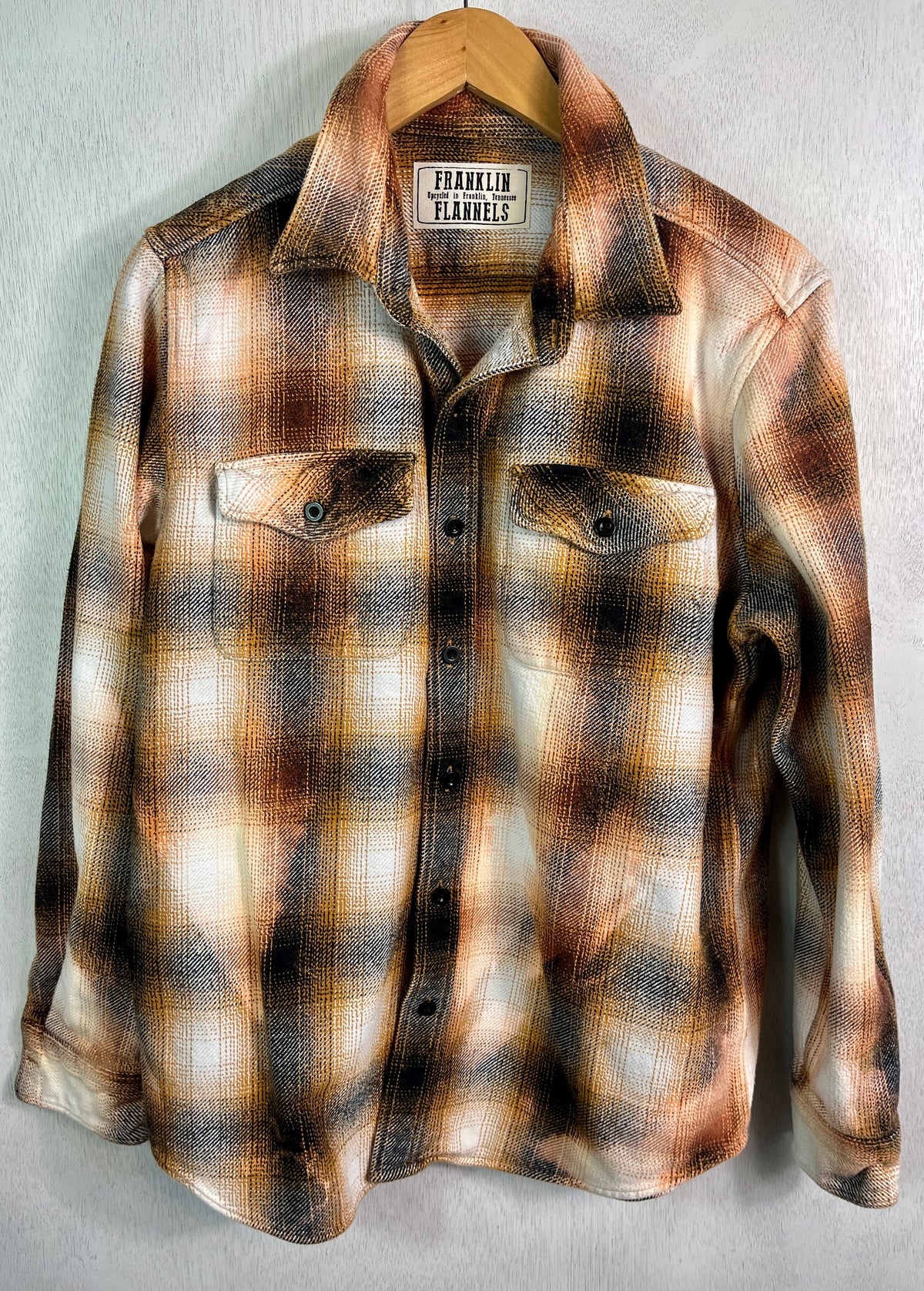 Vintage Black, Brown, Rust, Gold and White Flannel Jacket Size Medium