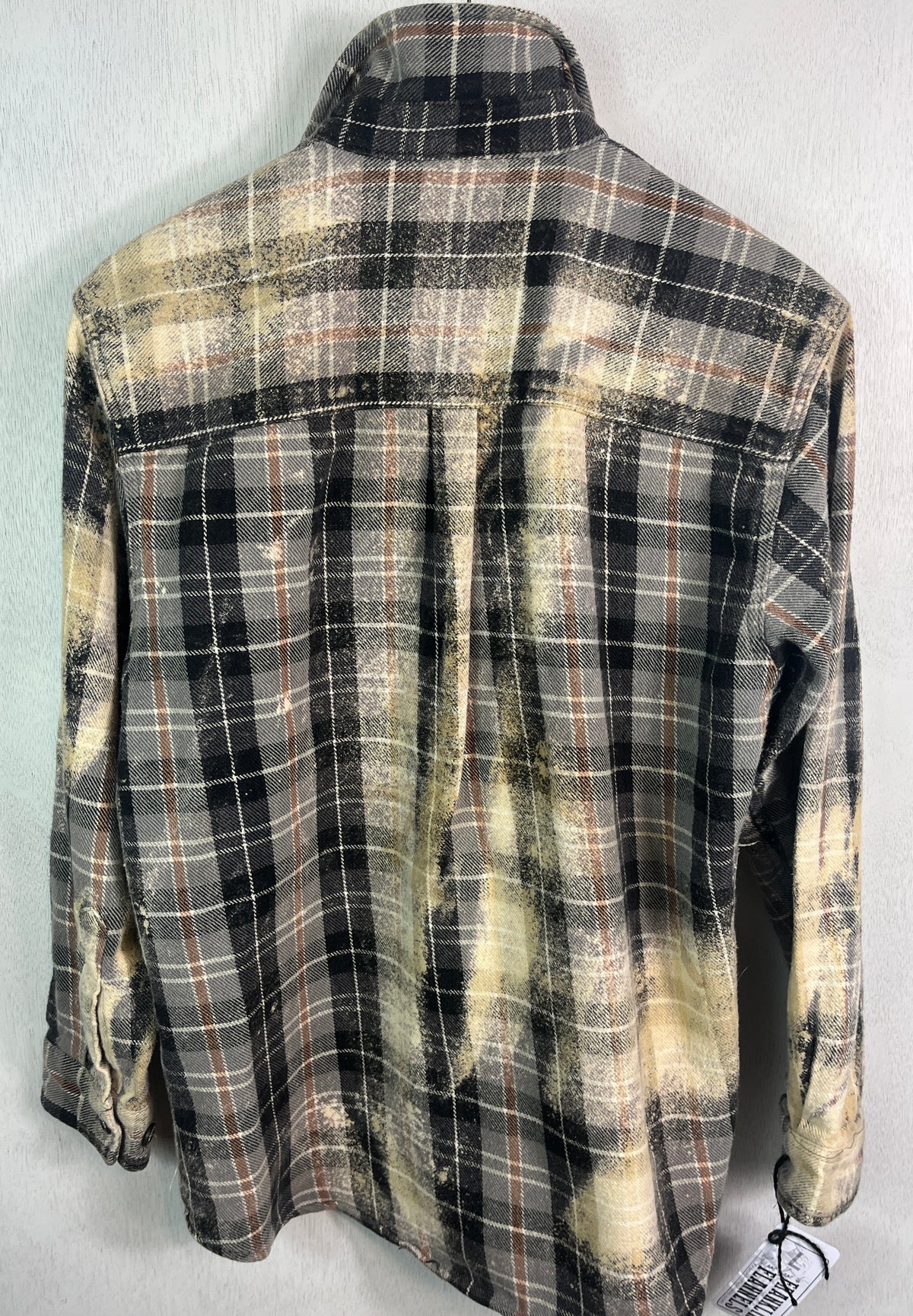 Vintage Black, Grey, Brown and Pale Yellow Flannel Jacket