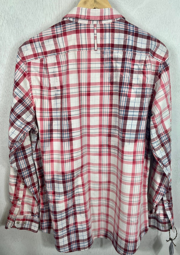 Vintage Red, Pink, Blue and White Cotton Twill Size Large