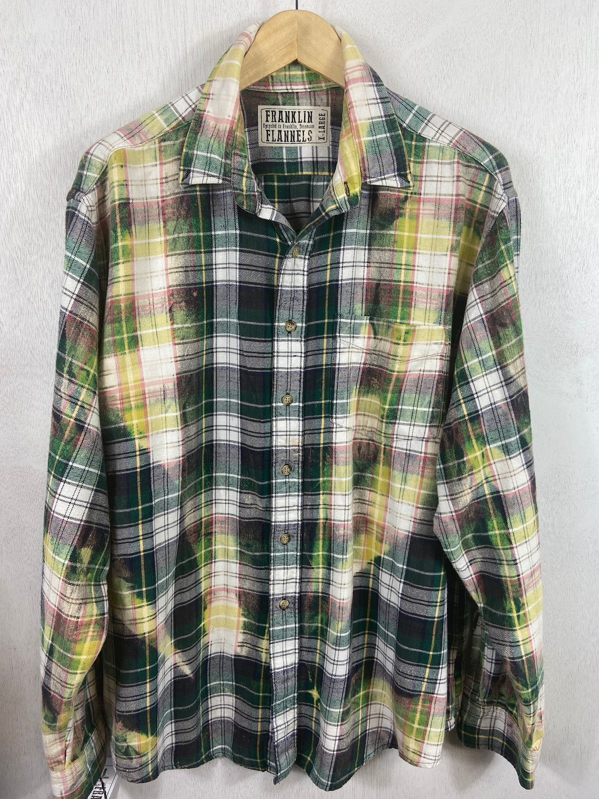 Vintage Green, Yellow and White Flannel Size XL