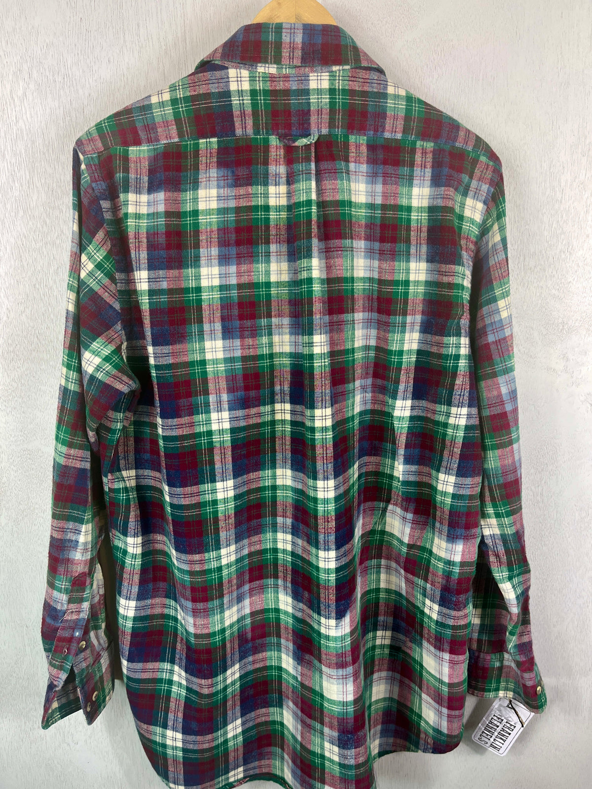 Vintage Retro Plum, Green, Blue and White Flannel Size Large Tall