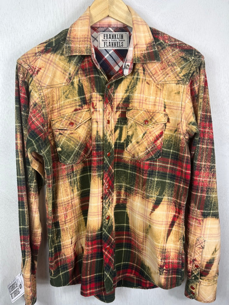Vintage Western Style Red, Green and Gold Flannel Size Small