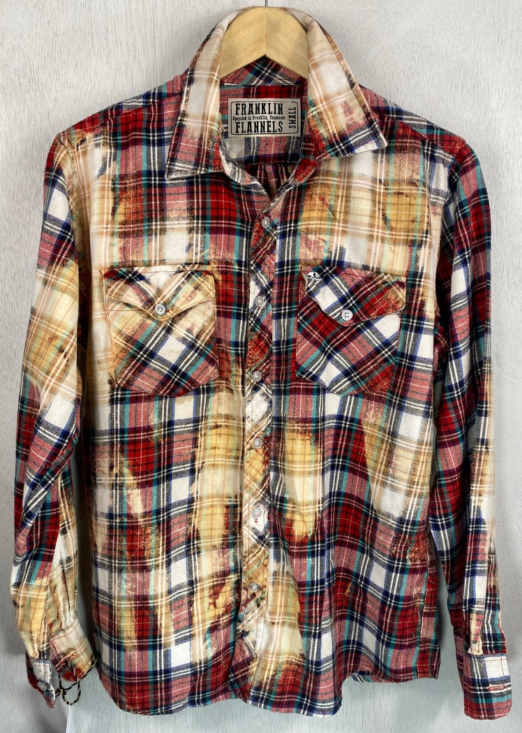 Vintage Red, Navy, White and Gold Flannel Size Small