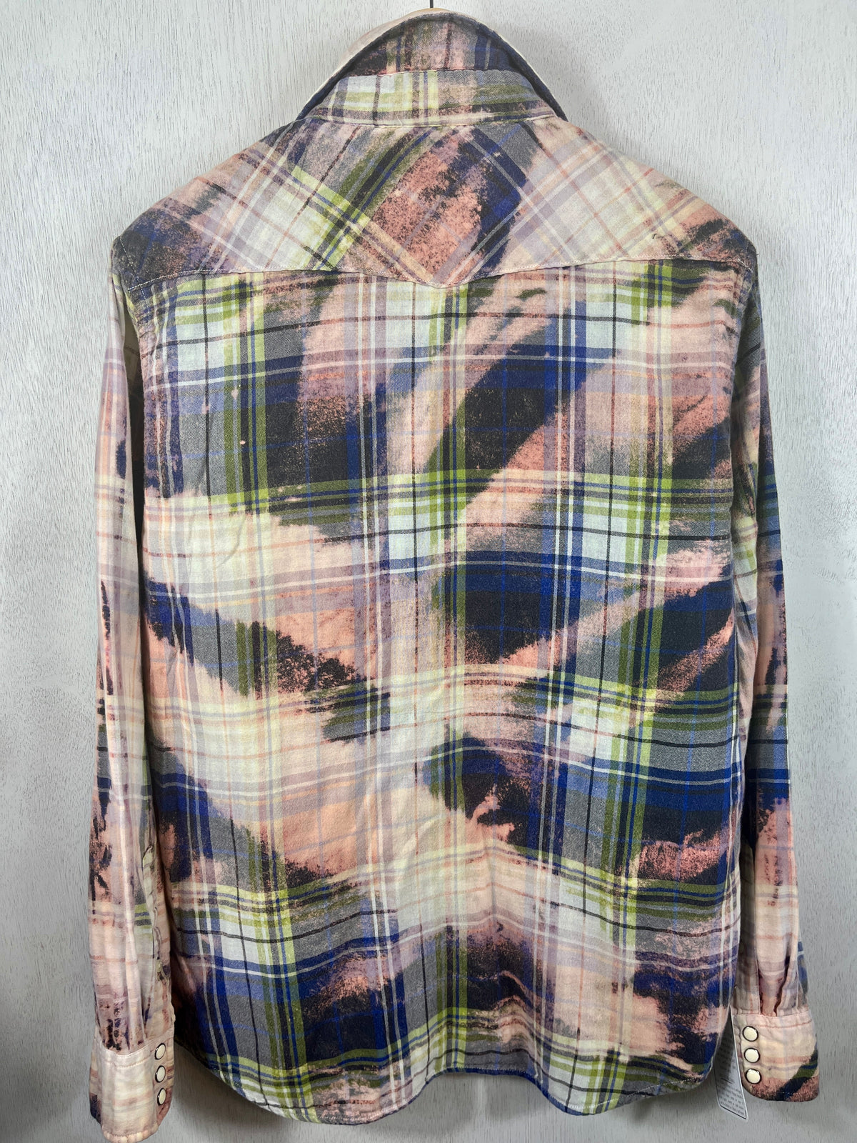 Vintage Western Style Blue, PInk and Green Flannel Size Large