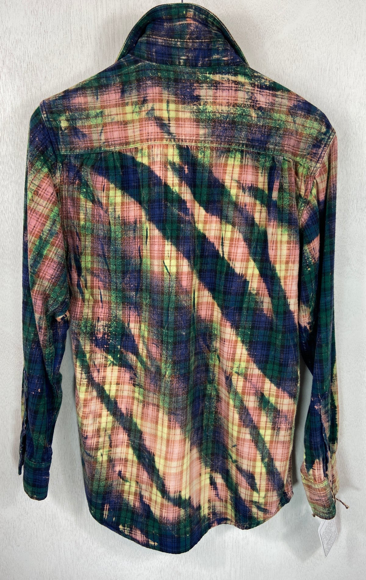 Vintage Navy Blue, Green and Pink Flannel Size Small