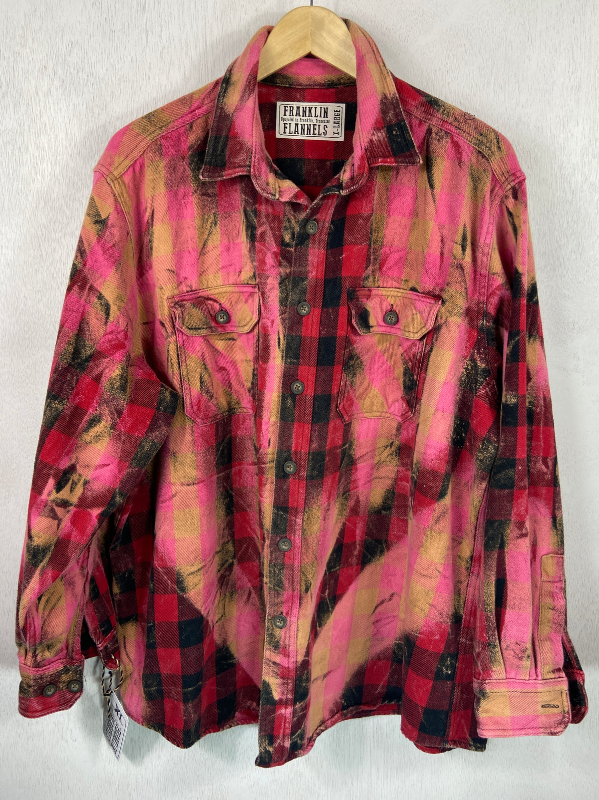 Vintage Red, Black, Pink and Gold Flannel Jacket Size XL