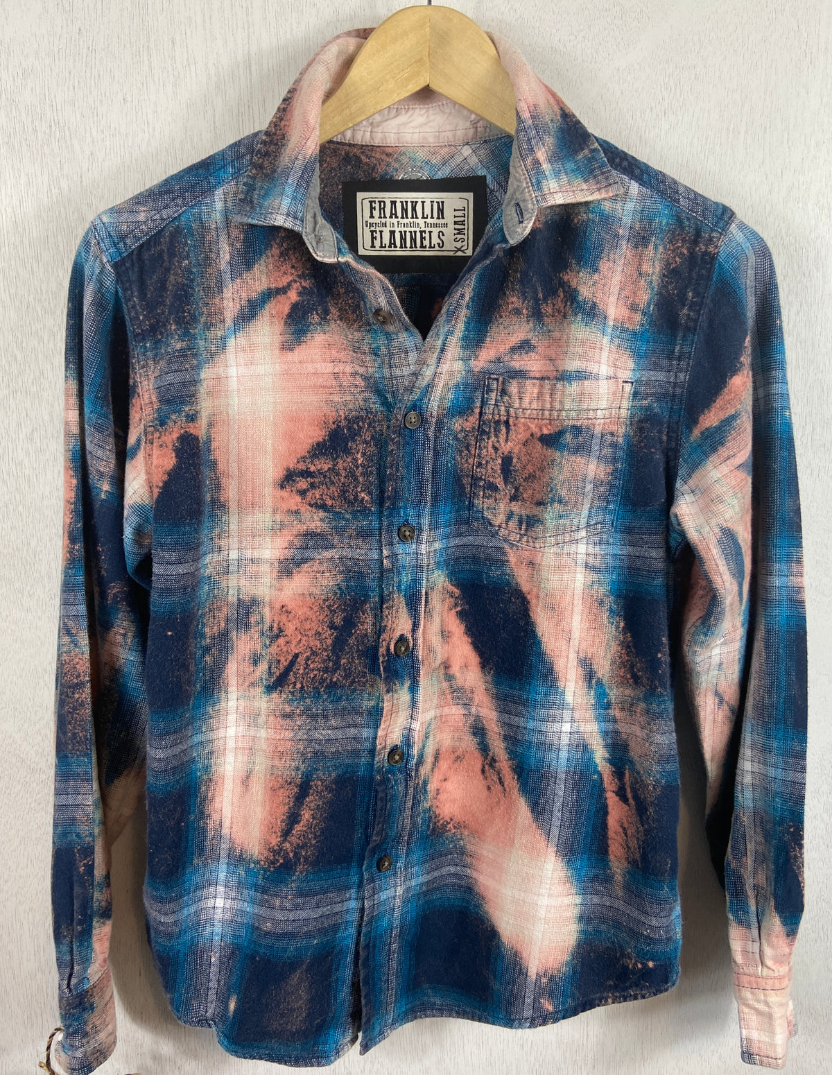 Vintage Pink, Royal and Navy Blue Flannel Size XS