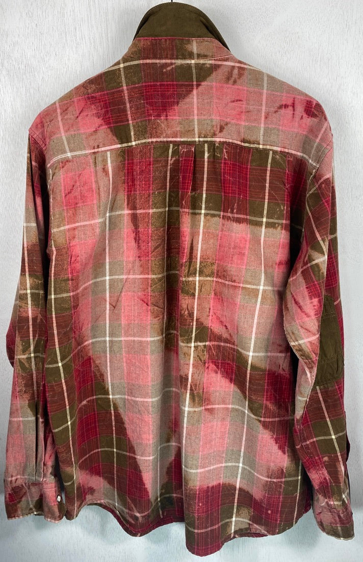 Vintage Western Style Red and Chocolate Brown Flannel Size Large