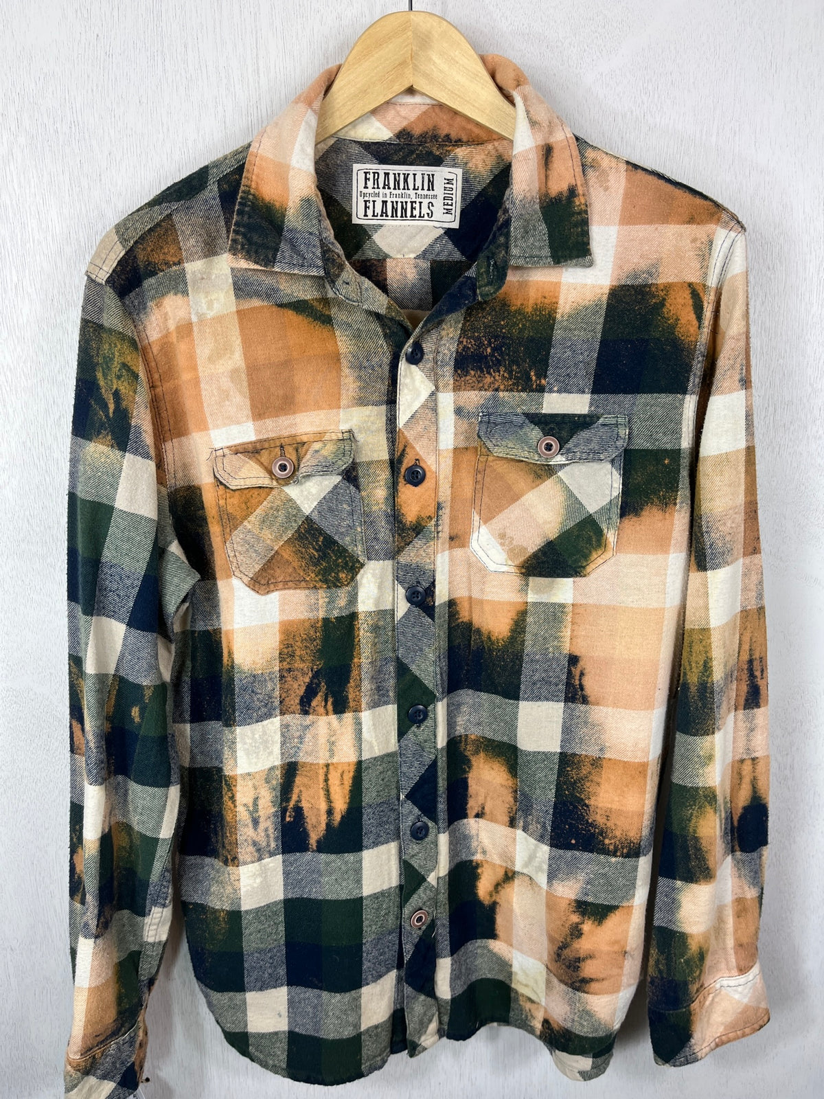 Vintage Green, Rust and White Flannel Size Medium
