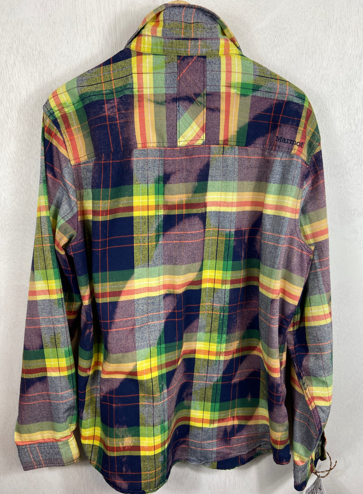 Vintage Navy Blue, Green and Yellow Flannel Size XL
