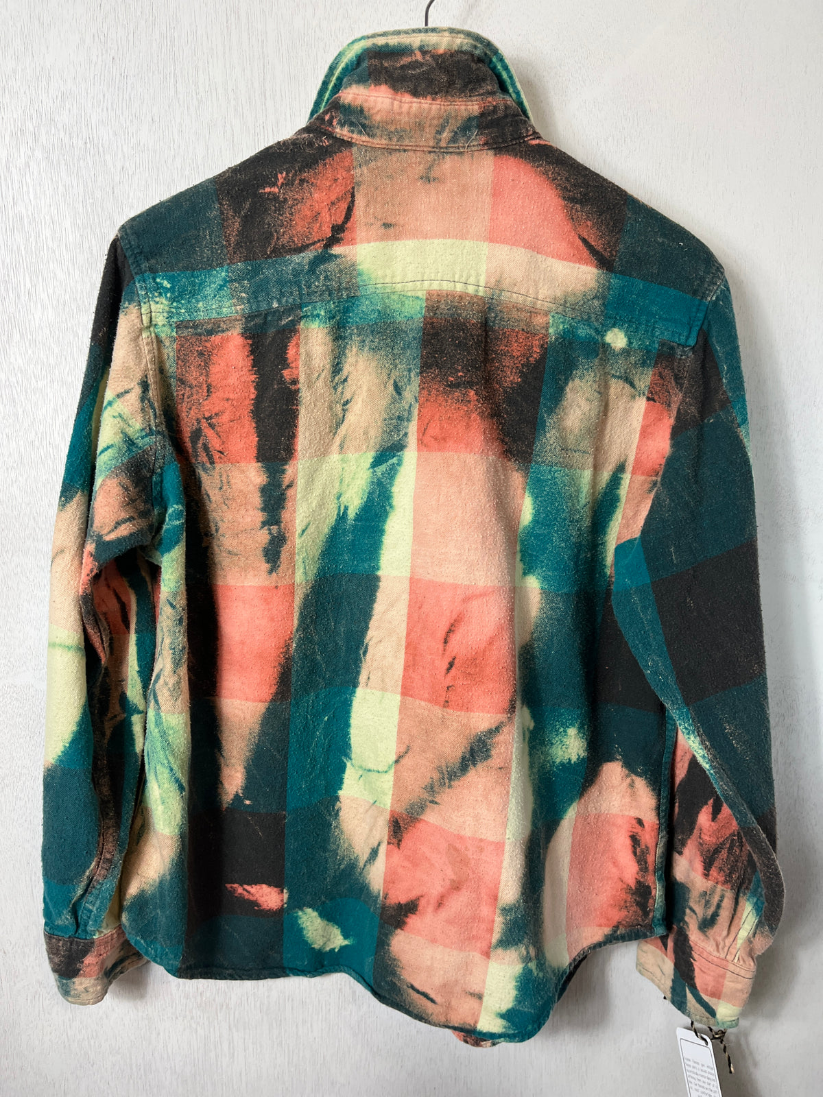 Vintage Teal, Greem, Light Yellow, Rust and Peach Flannel Size Medium