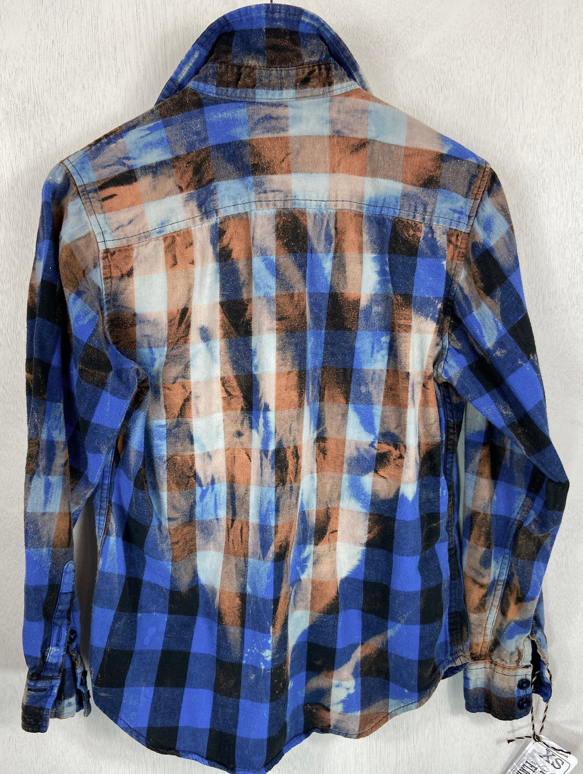 Vintage Royal Blue, Black and Rust Flannel Size XS