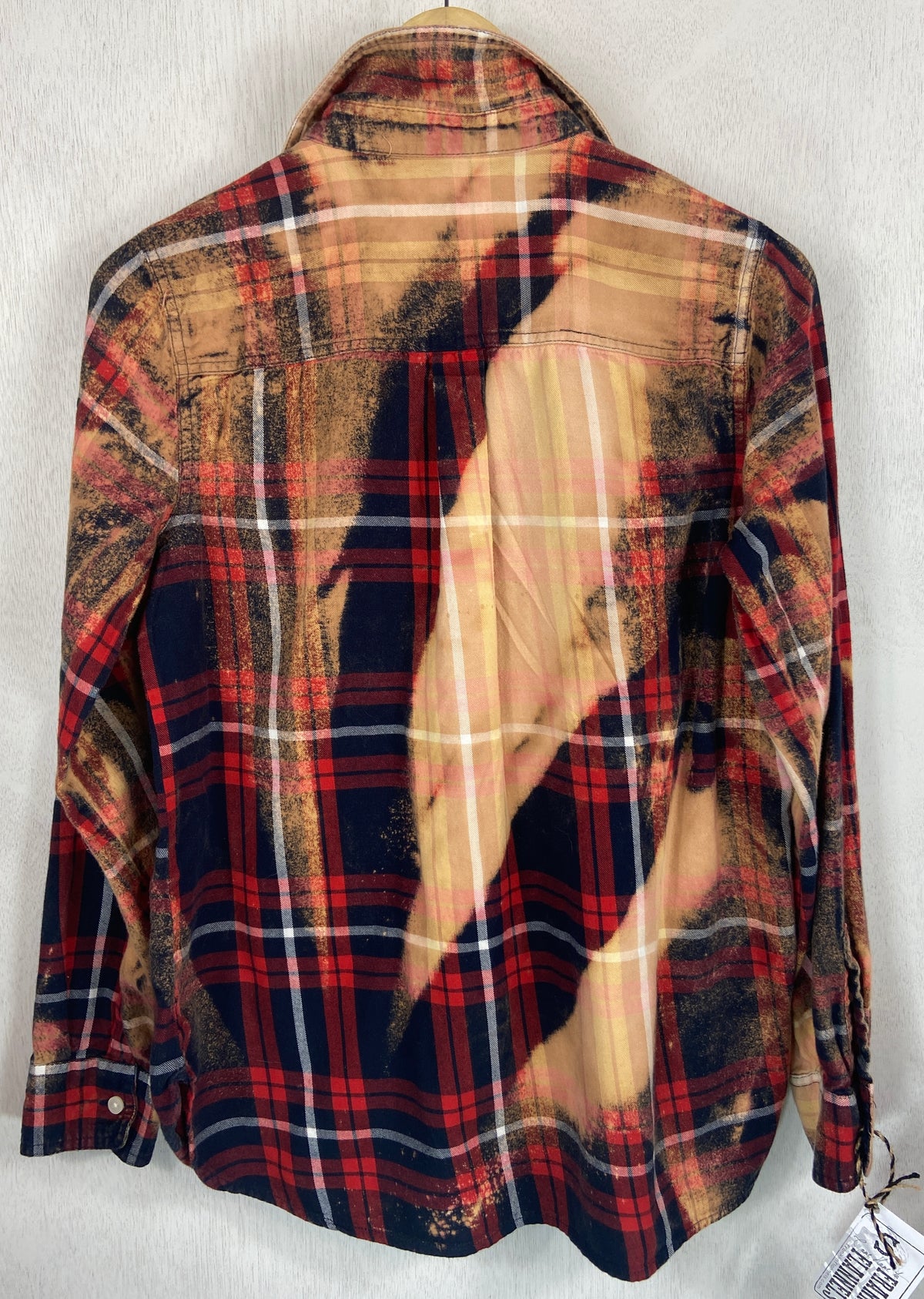 Vintage Red, Navy Blue, Gold and White Lightweight Flannel Size Small
