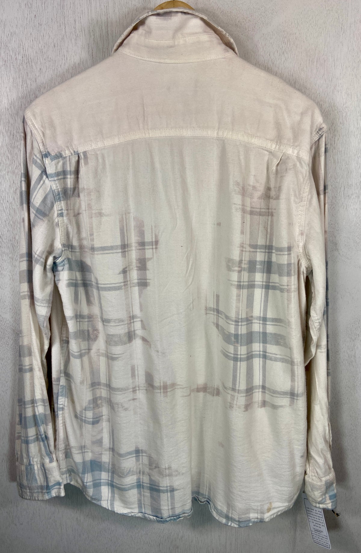 Vintage Pale Blue and White Flannel Size Large
