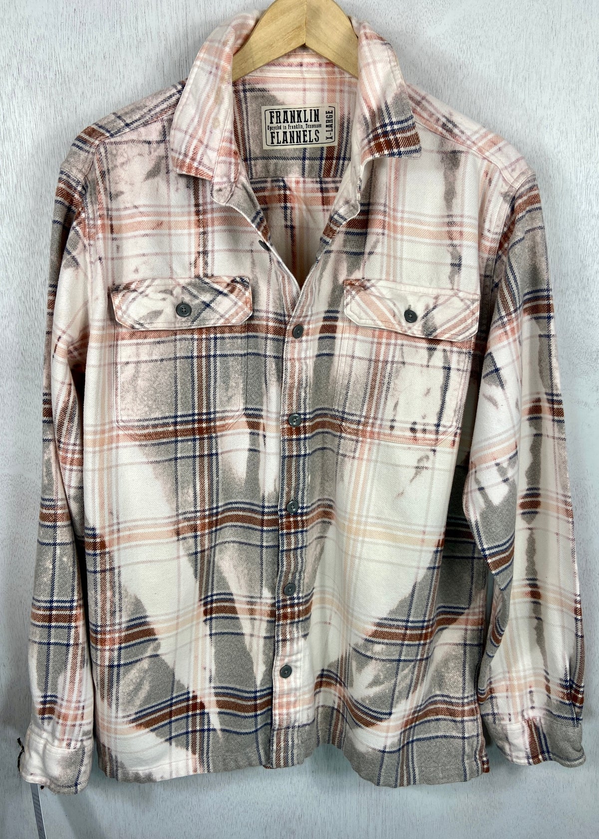 Vintage Pink, Grey, White Lightweight Flannel Jacket Size XL