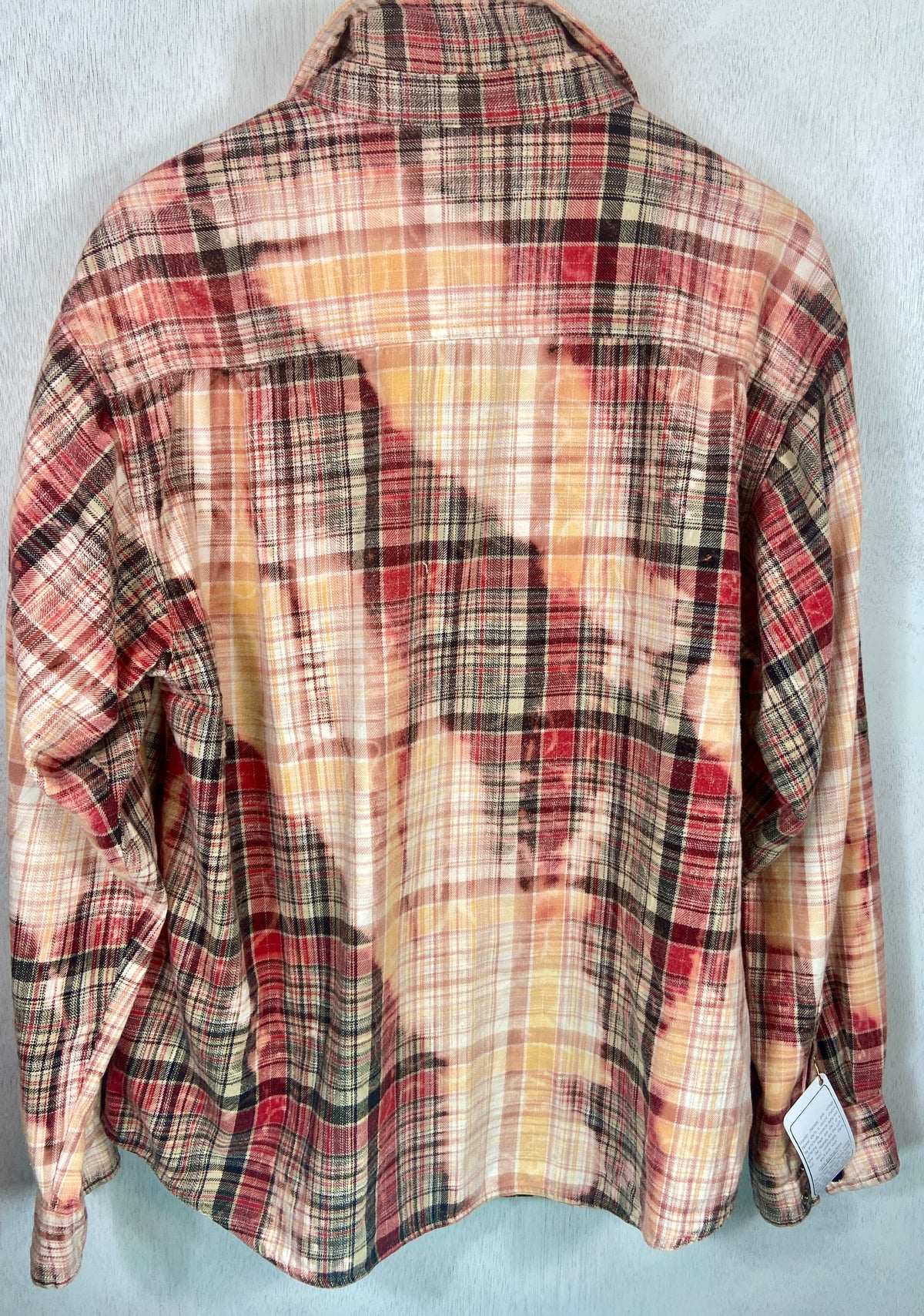 Vintage Western Style Red, Peach and White Flannel Size XL