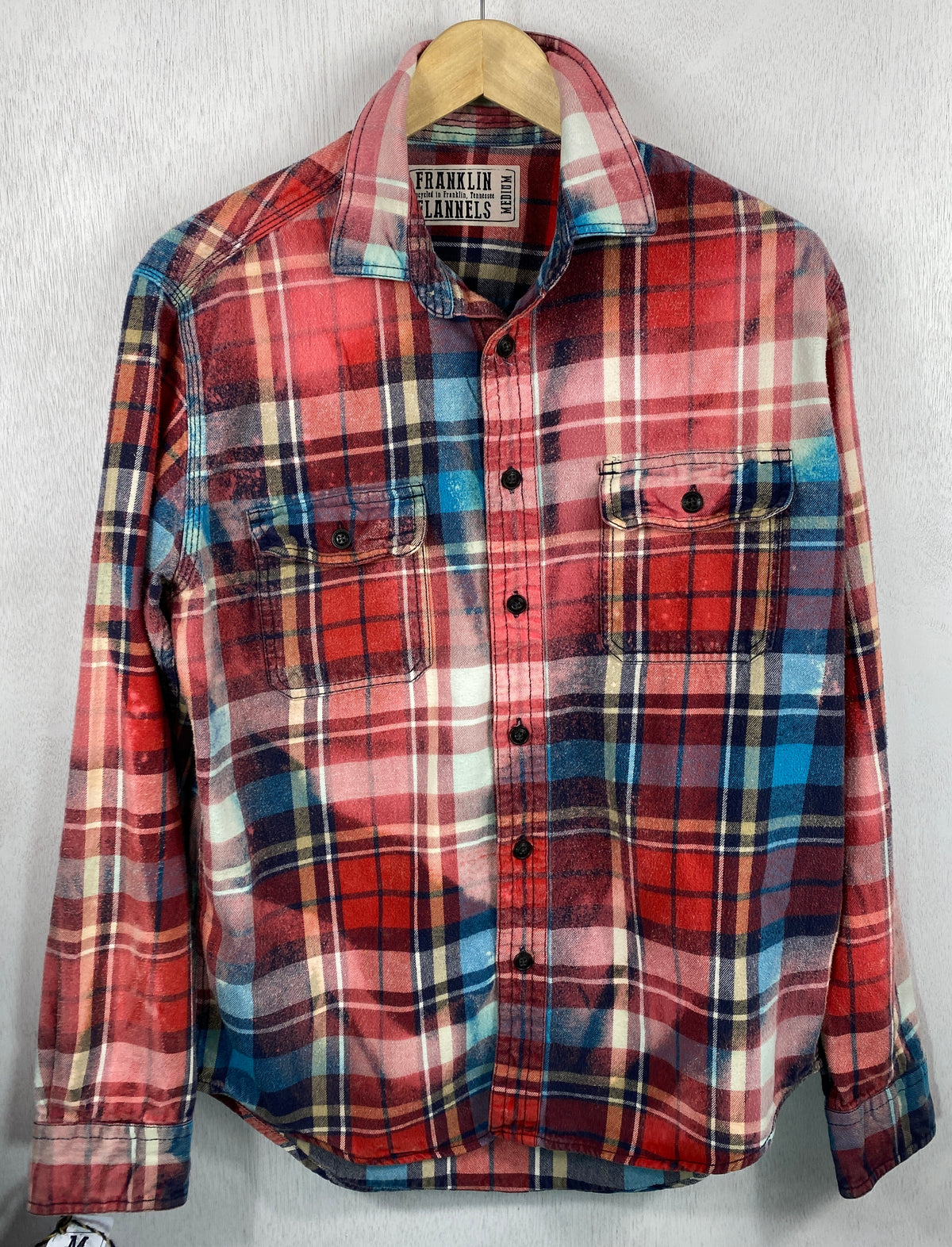 Vintage Turquoise, Pink and White Flannel Size Medium