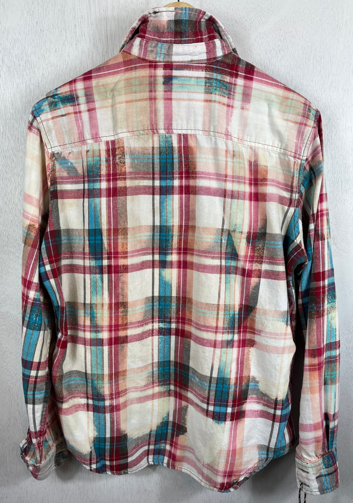 Vintage Turquoise, Red and White Flannel Size Medium