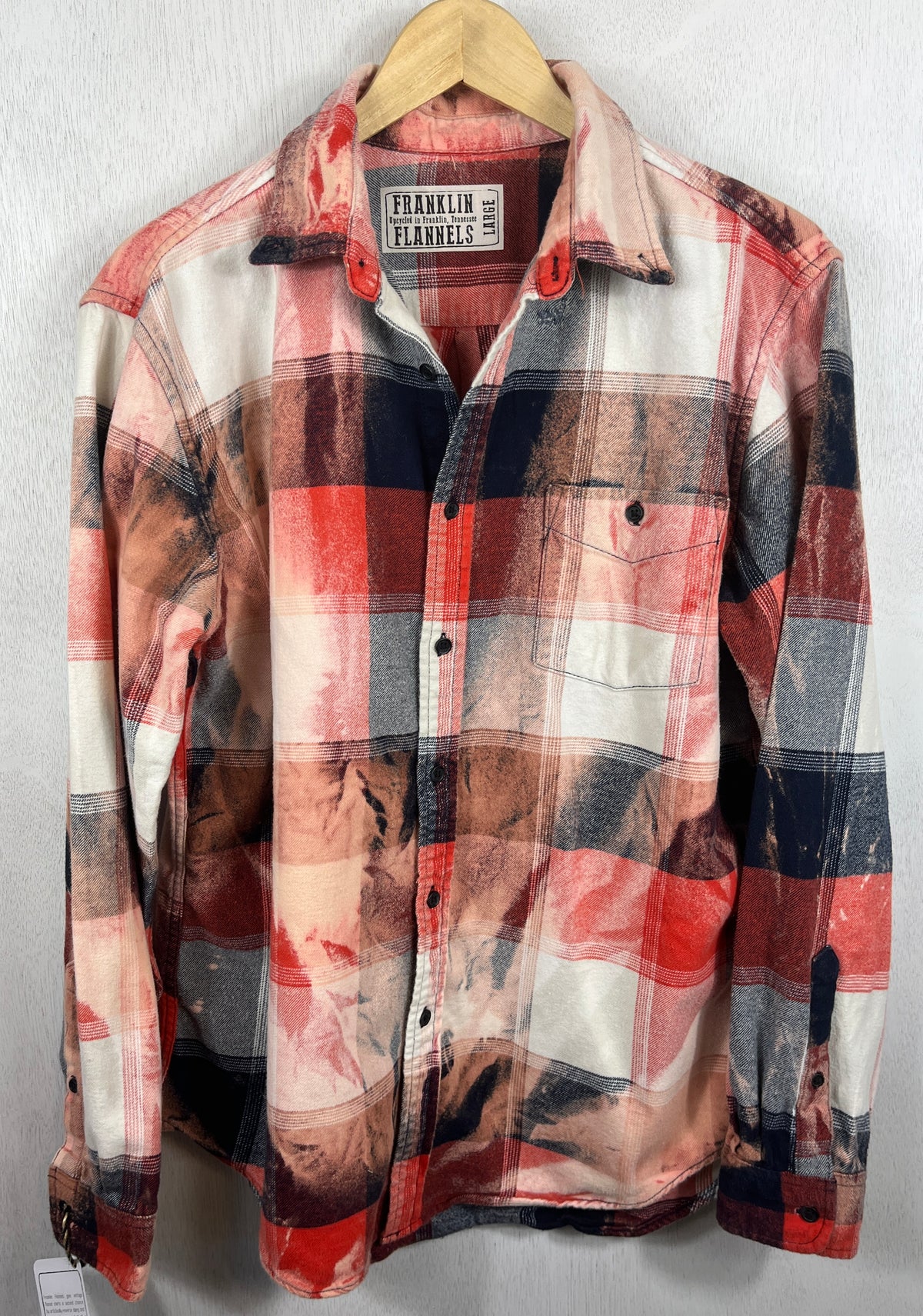 Vintage Navy Blue, Red, Rust and White Flannel Size Large