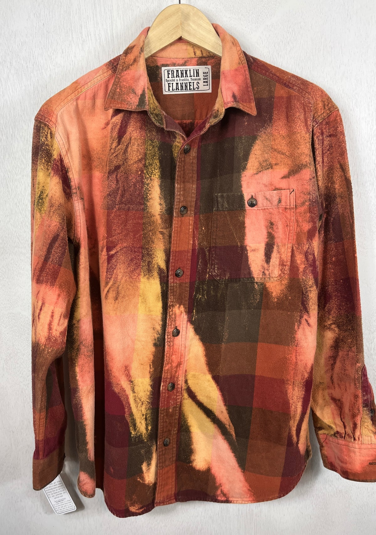 Vintage Merlot, Rust, Green and Gold Flannel Size Large