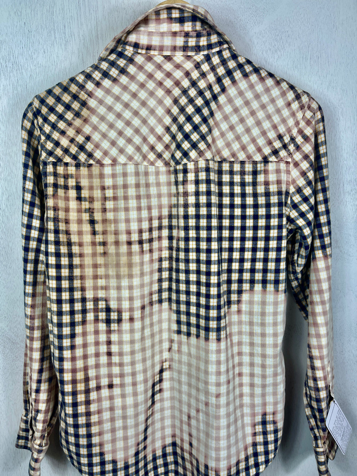 Vintage Western Style Navy, Cream and Yellow Flannel Size Small