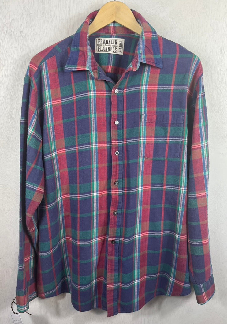 Vintage Retro Blue, Red and Green Flannel Size XL