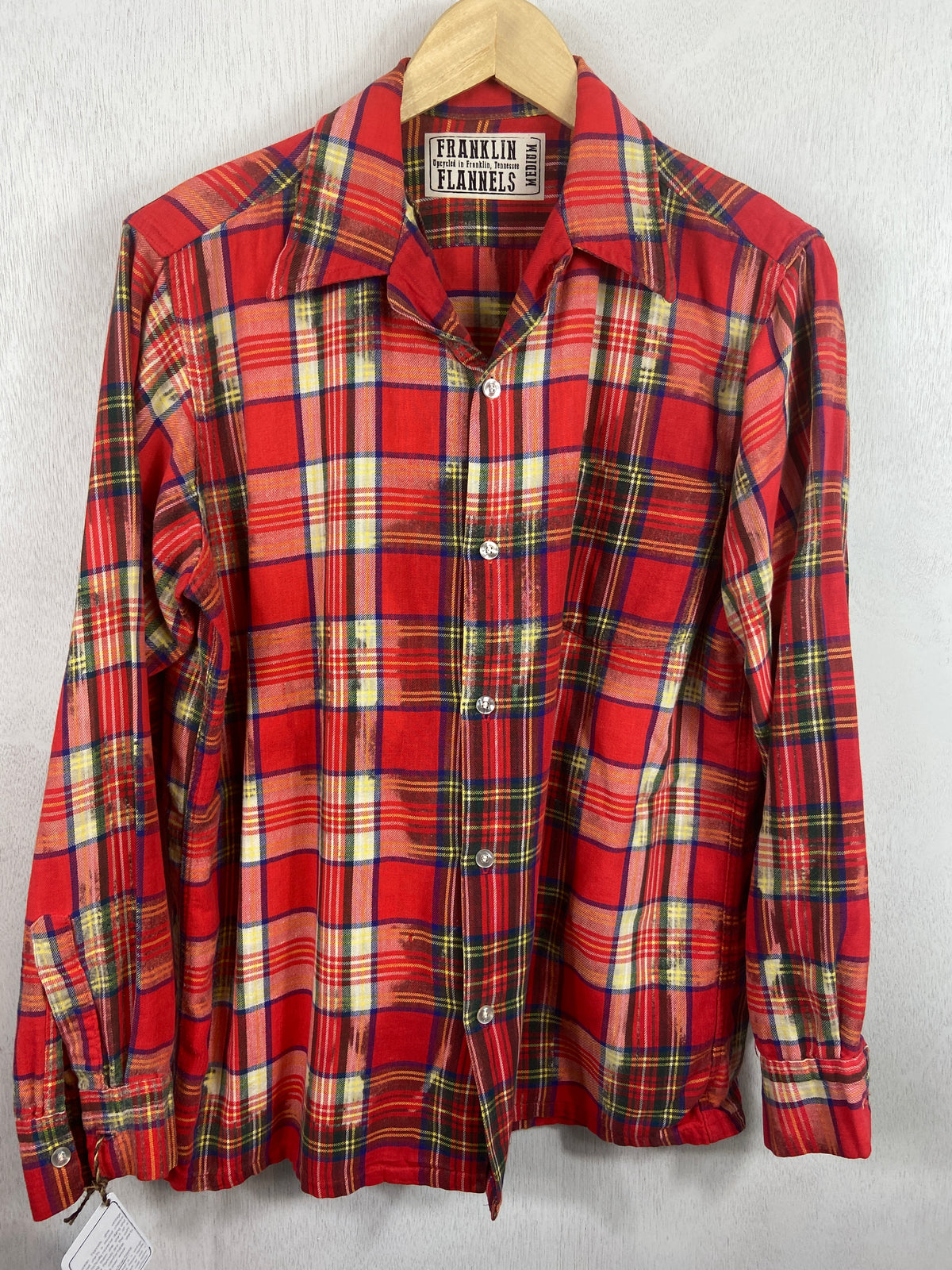 Vintage Red, Cream, Blue and Yellow Lightweight Cotton Size Medium