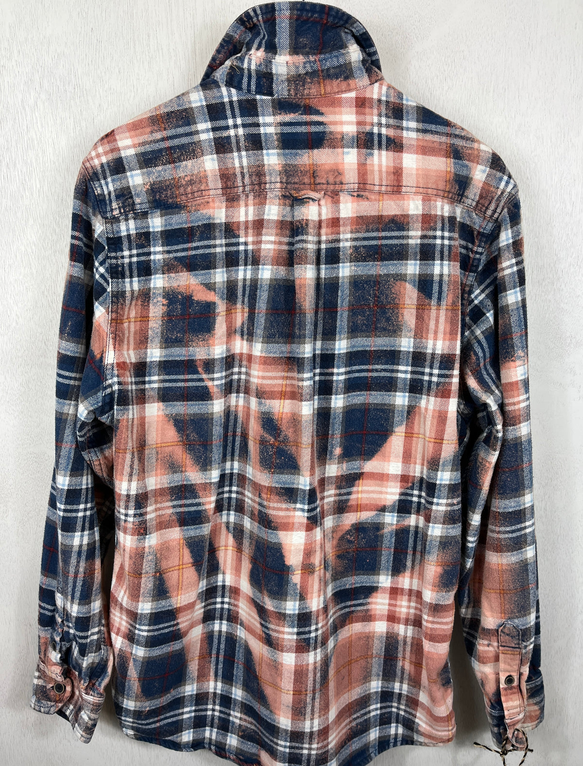 Vintage Navy Blue, Dusty Rose and White Flannel Jacket