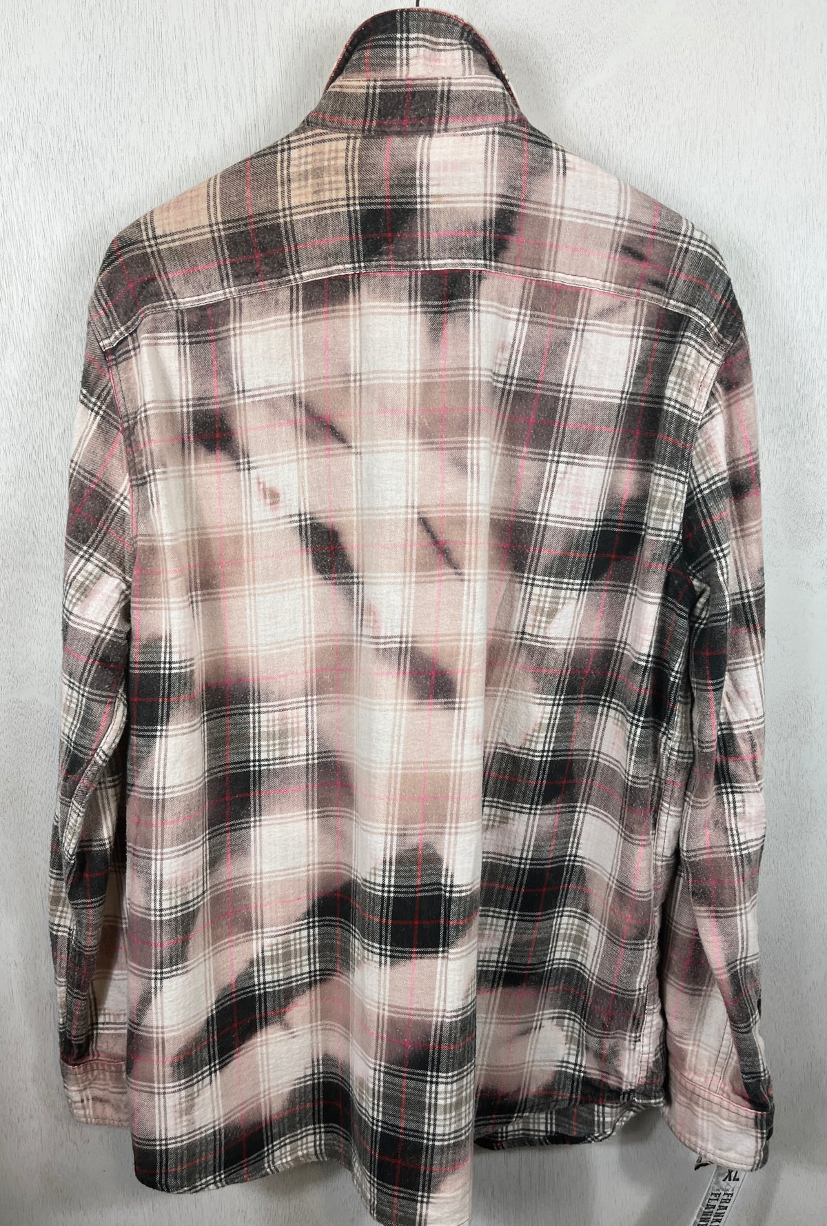 Vintage Pink, Grey, Black and White Flannel Size XL