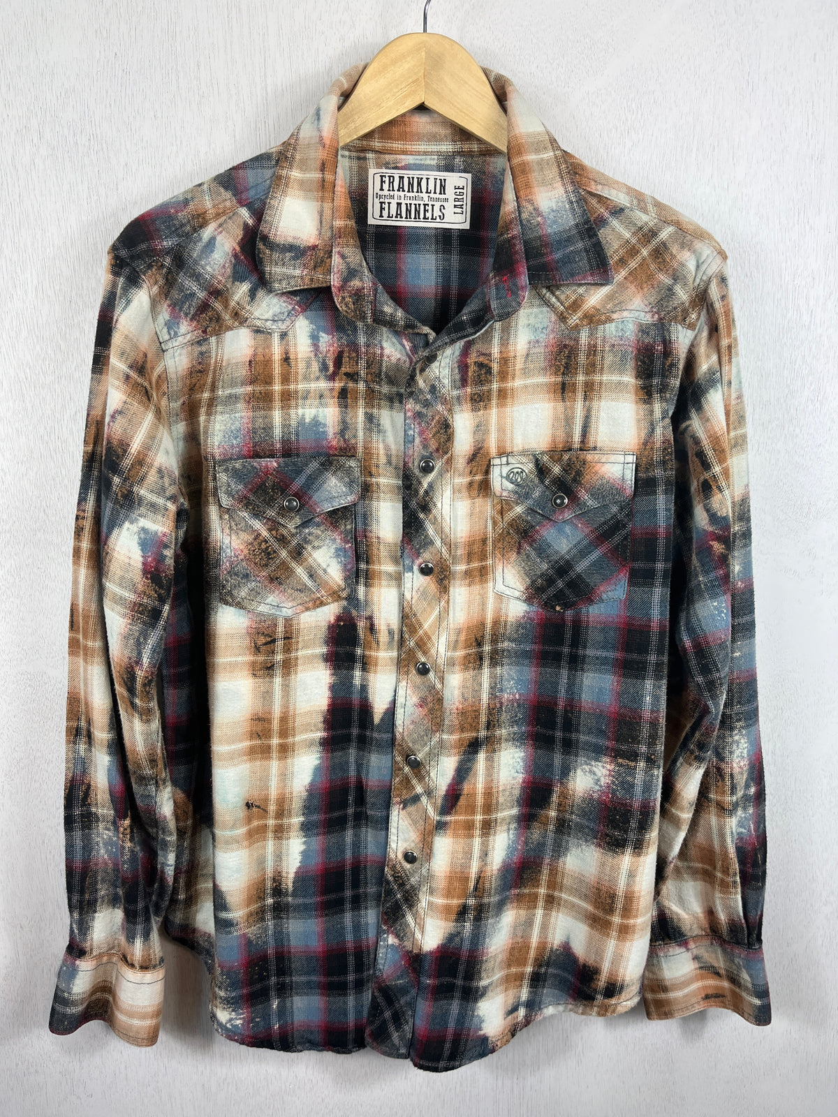 Vintage Western Style Burgundy, Grey and Rust Flannel Size Large