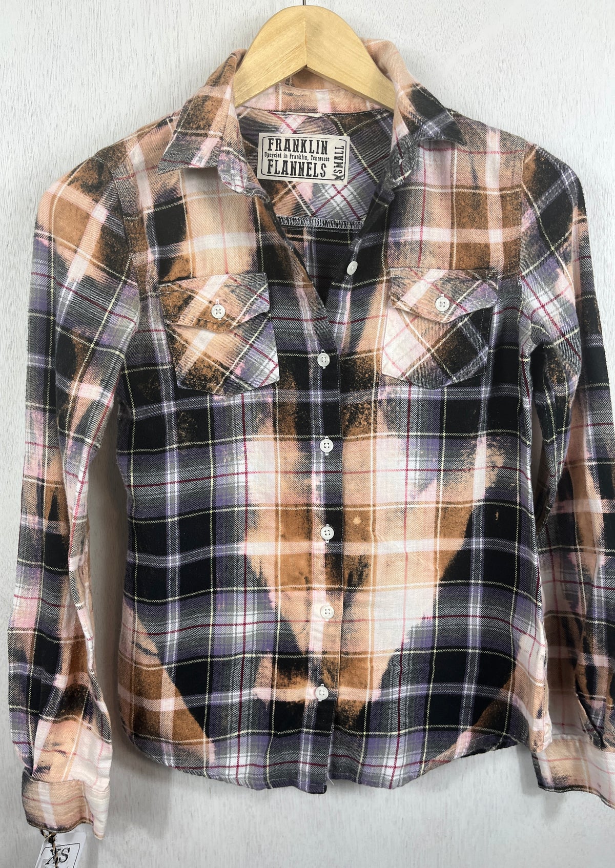Vintage Purple, Rust, Black and White Flannel Size XS
